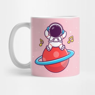 Cute Astronaut Listening Music On The Planet Mug